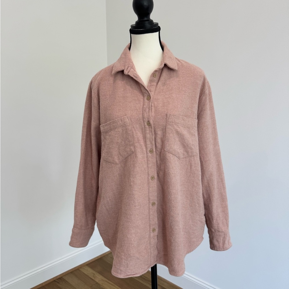 Madewell Heathered Pink Button-Up Flannel Shirt - Picture 5 of 13